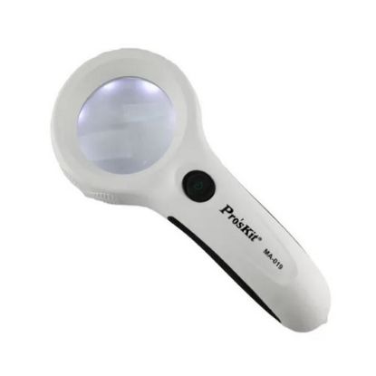 Imagen de LUPA 3X LENTE VIDRIO 8 LED + 1 LED UV