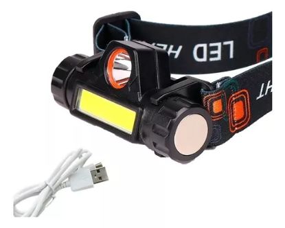 Imagen de LINTERNA VINCHA MINERA USB RECARG 2 LUCES LED